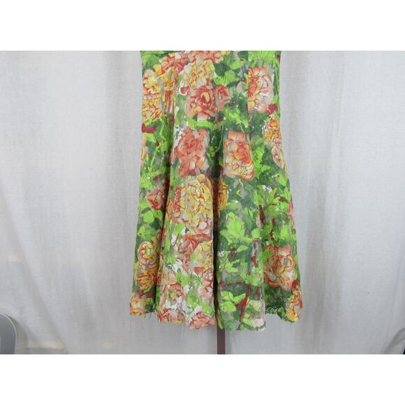 Tracy Reese Size 6 Deconstructed Froth Dress Pink Green Floral Lace Artsy Tank - Picture 3 of 13